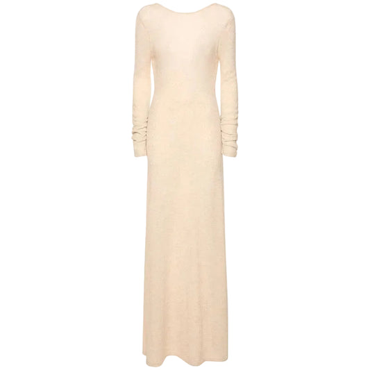 Długa damska sukienka z okrągłym dekoltem